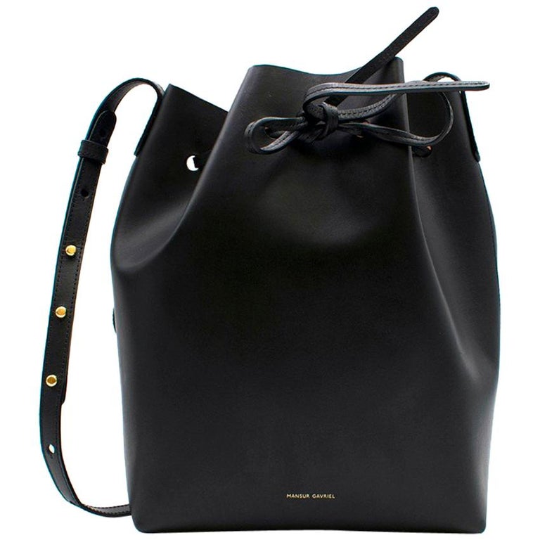 Mansur Gavriel Black Leather Bucket Bag at 1stDibs