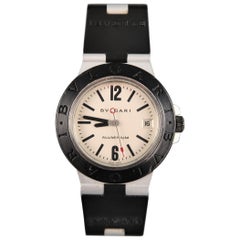 BVLGARI Black Rubber Matte Silver Aluminum l DIAGONO Watch