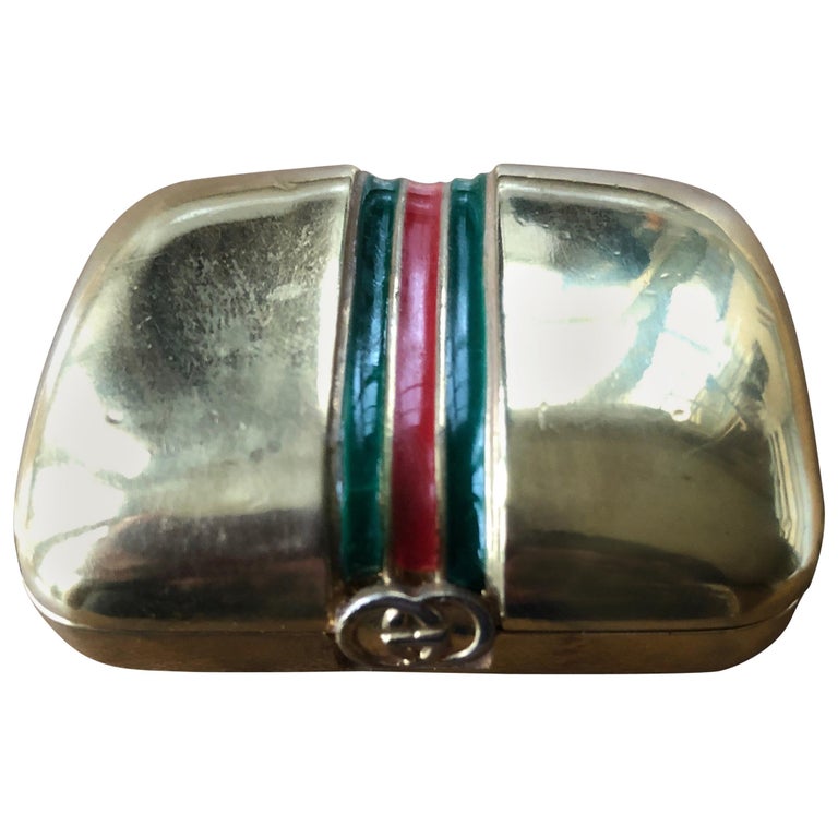 Gucci Vintage 70's Enamel Stripe Pillbox in Original Gucci Box at 1stDibs