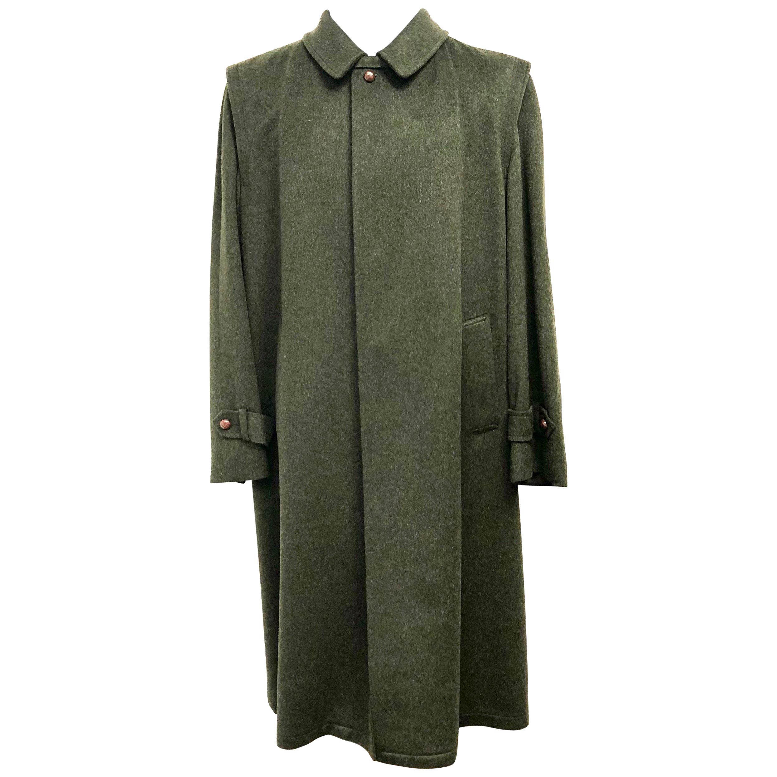 Aquascutum Hunter Green Wool Men's Trench Coat