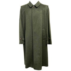 Vintage Aquascutum Hunter Green Wool Men's Trench Coat