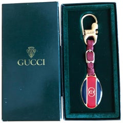 Gucci Vintage 70's Enamel Stripe Keychain in Original Gucci Box
