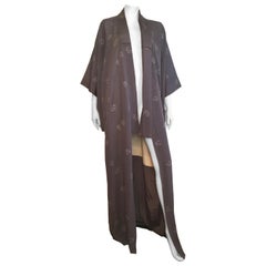 Vintage Kimono Grey Silk 1960s.