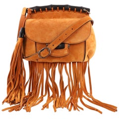 Gucci Nouveau Fringe Crossbody Bag Suede Small