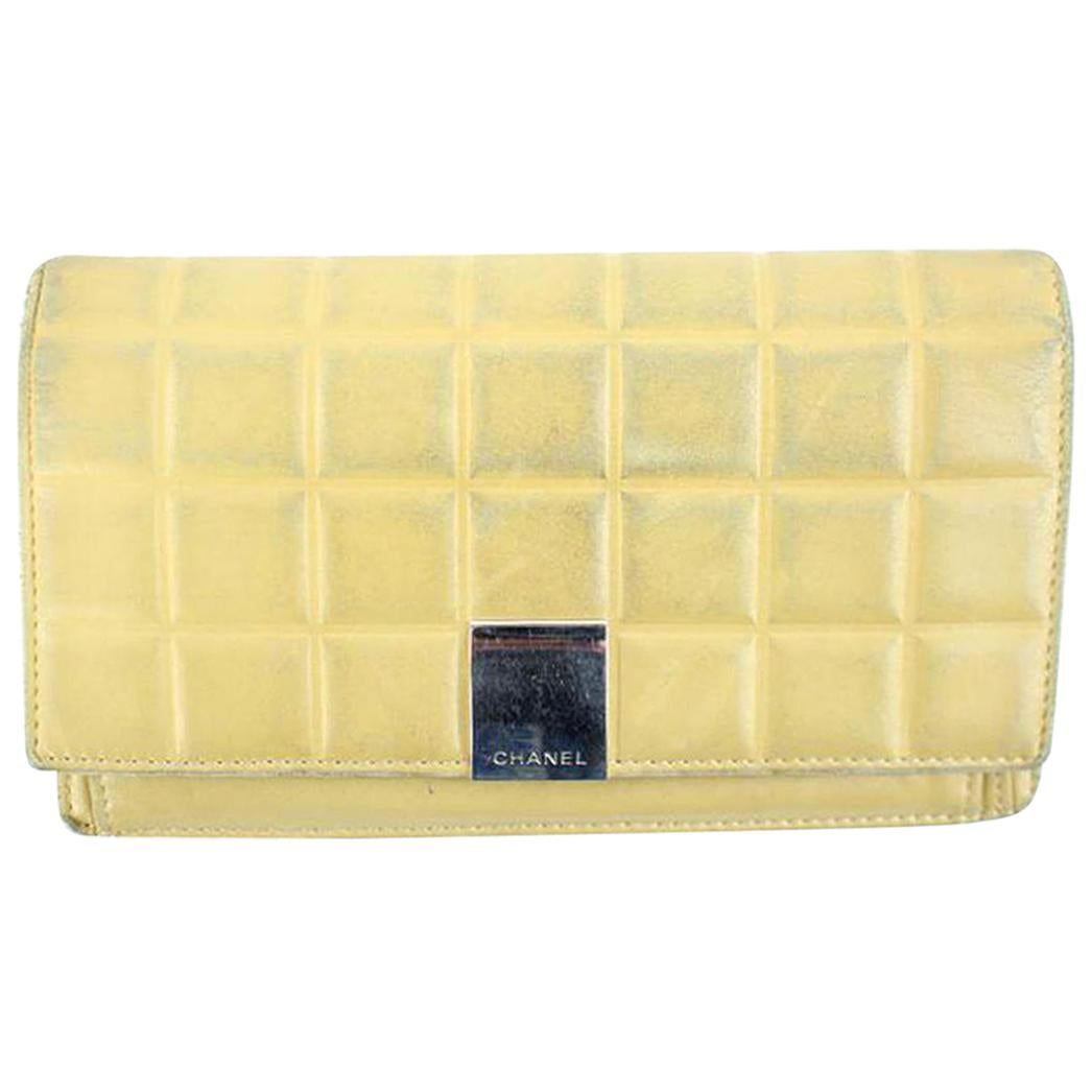 Chanel Beige Quilted Chocolate Bar 30cca41017 Wallet For Sale