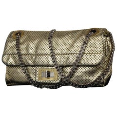 Chanel Classic Flap ( Rare ) Perforated Drill 215368 Gold Leather Shoulder Bag