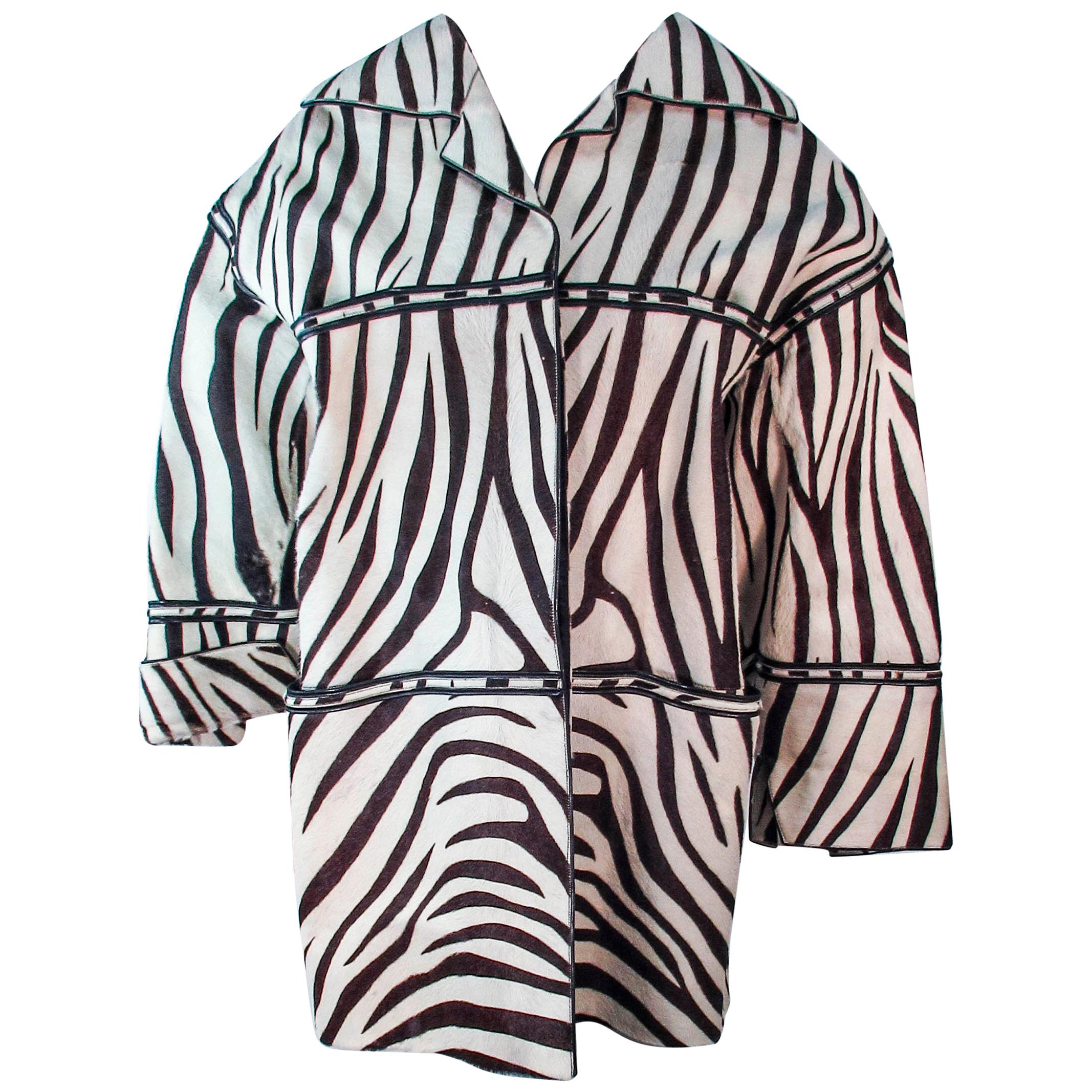 AMEN WARDY Zebra Pattern Cowhide Coat Size 4 6 8 