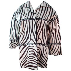 Vintage AMEN WARDY Zebra Pattern Cowhide Coat Size 4 6 8 