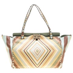 Valentino Multicolor Leather Medium Native Couture 1975 Rockstud Tote