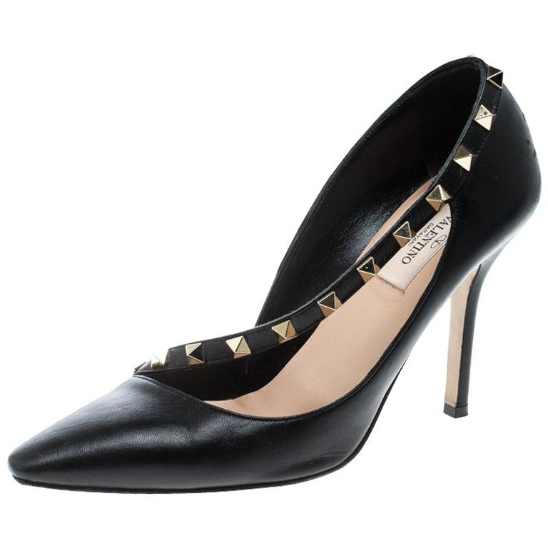 Valentino Two Tone Leather Rockstud Embellished Pointed Toe Pumps Size ...