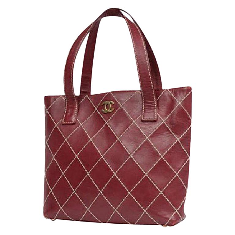 Chanel Timeless Quilted Burgundy Wild Stitch Tote 213524 Bordeaux Shoulder  Bag at 1stDibs