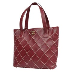 Chanel Timeless Quilted Burgundy Wild Stitch Tote 213524 Bordeaux Shoulder Bag