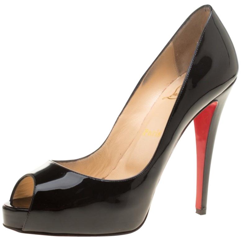 Christian Louboutin Patent Leather Hyper Prive Peep Toe Platform Pumps Size 39.5