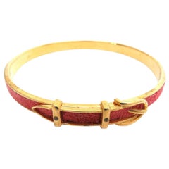 Vintage Hermès Red Kelly Belt Motif 215909 Bracelet