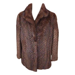 Vintage Brown Chevron Quilted Mink 212066 Coat