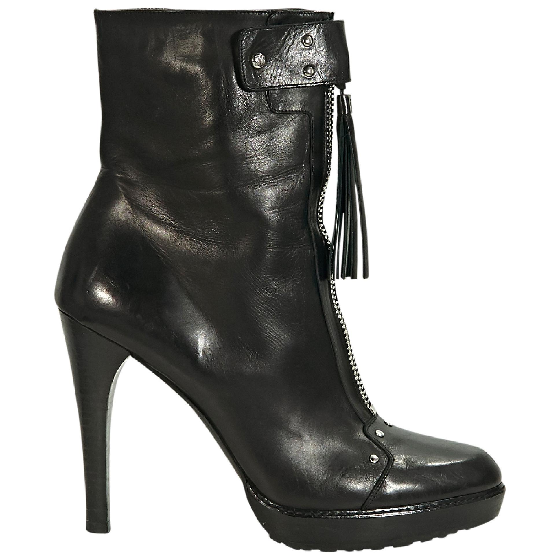 Black Stuart Weitzman Leather Ankle Boots