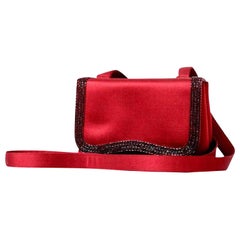 Vintage Chanel Sequin Flap 213088 Red Satin Cross Body Bag