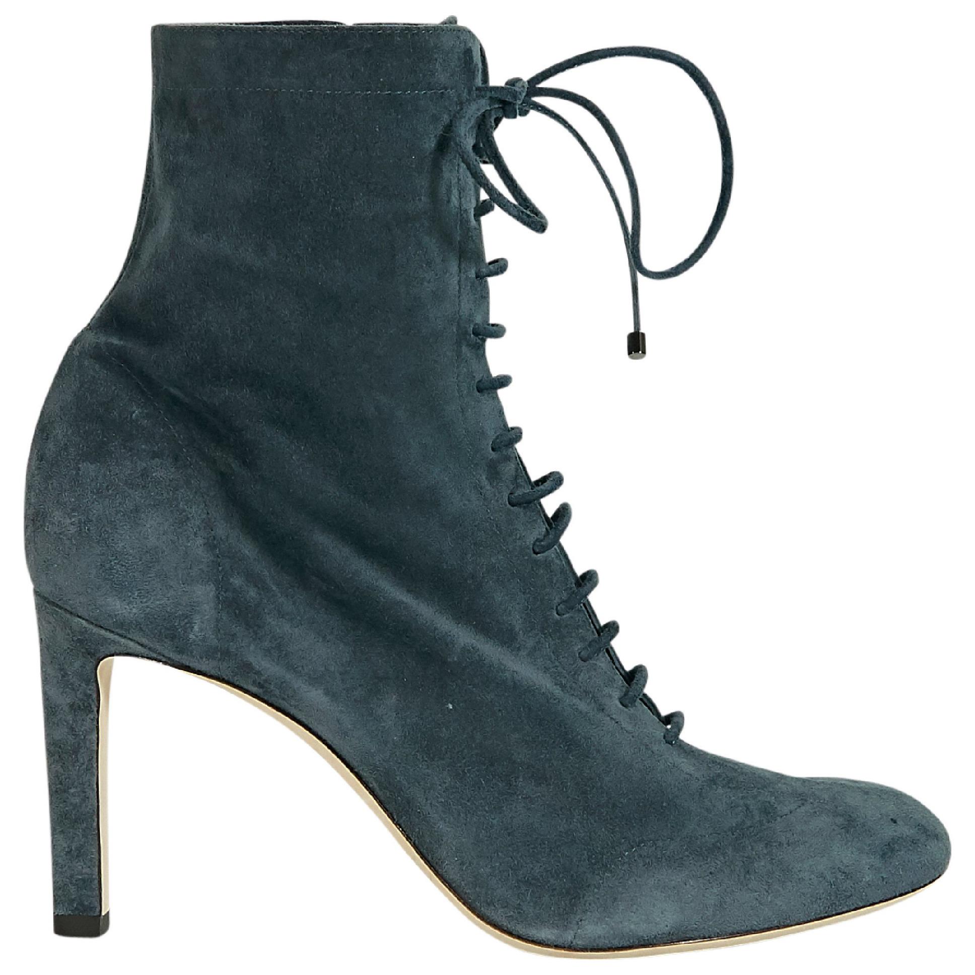Teal Jimmy Choo Suede Ankle Boots