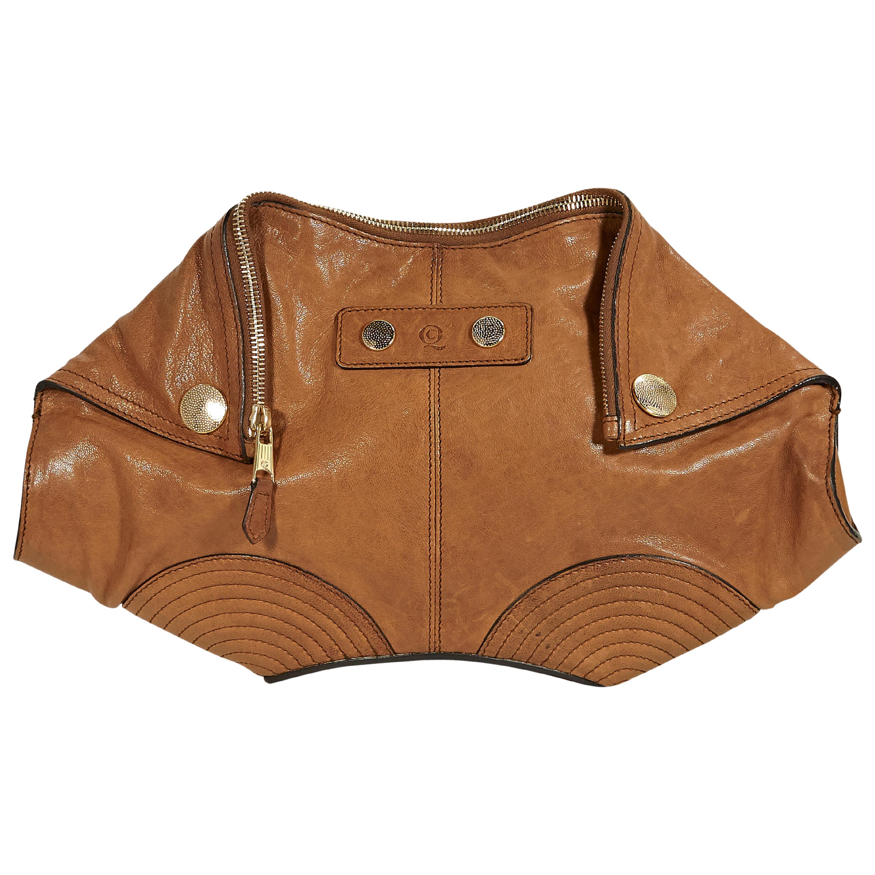 Tan Alexander McQueen Leather De Manta Clutch