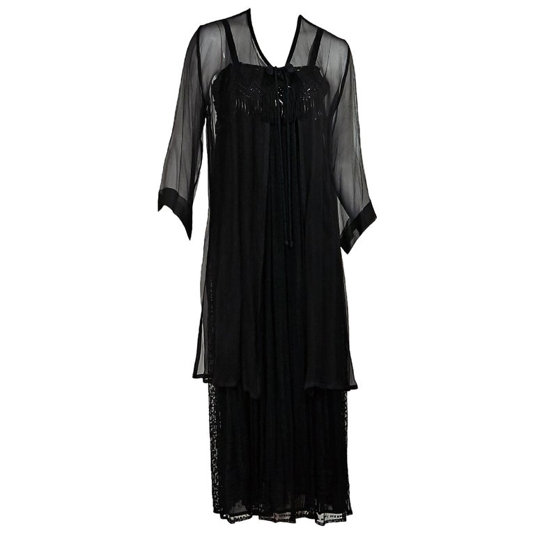 Black Vintage Yves Saint Laurent Beaded Maxi Dress at 1stDibs | saint ...