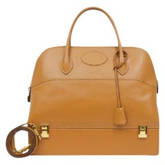 Hermès Bolide ( Rare ) Gold Mcpherson Travel 213304 Brown Box Calf Satchel