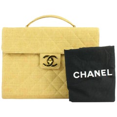 Vintage Chanel Classic Flap Quilted Jumbo Attache 212197 Beige Laptop Bag