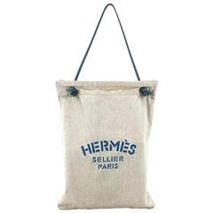 Vintage Hermès Herringbone Aline Grooming 212861 Natural X Blue Coated Canvas Tote