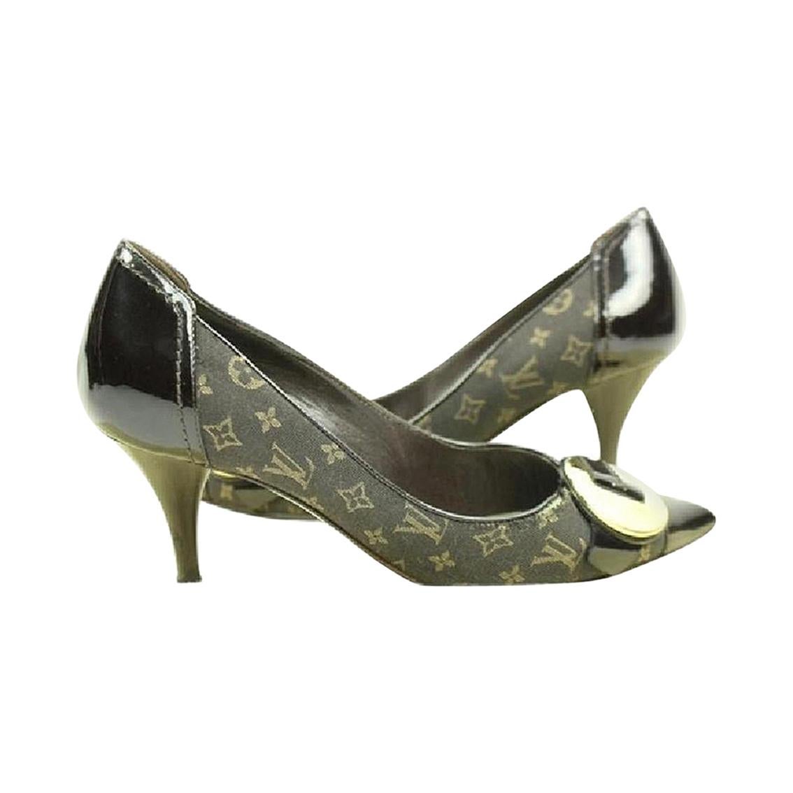 Louis Vuitton Brown Monogram Heels (Us 34) Lvlm2 Pumps For Sale at 1stDibs