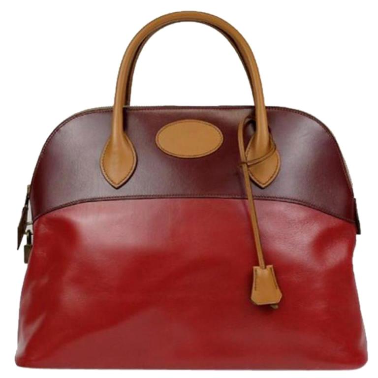 Hermès Bolide Tricolor 37 210038 Rouge Ash X Rouge  Box Calf satchel For Sale