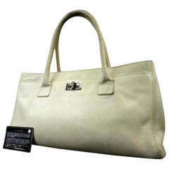 Chanel 2.55 Reissue Cerf Ivory Cc Caviar Executive 216076 White Leather Tote