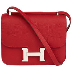 Used Hermès 2013 Rouge Casaque Epsom Leather Constance 18