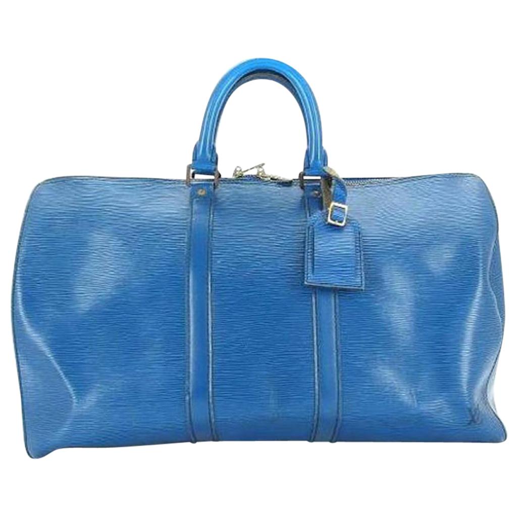 Louis Vuitton Keepall Toledo Epi 45 215340 Blue Leather Weekend/Travel Bag