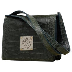 Vintage Louis Vuitton Musette Crocodile Cabaret Club Damier 215372 Black Shoulder Bag