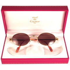 New Vintage Cartier Filao Gold Plated Solid Brown Lens France 1990