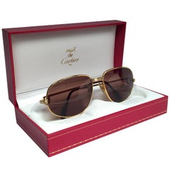 New Vintage Cartier Romance Vendome 54MM France 18k Gold Plated Sunglasses