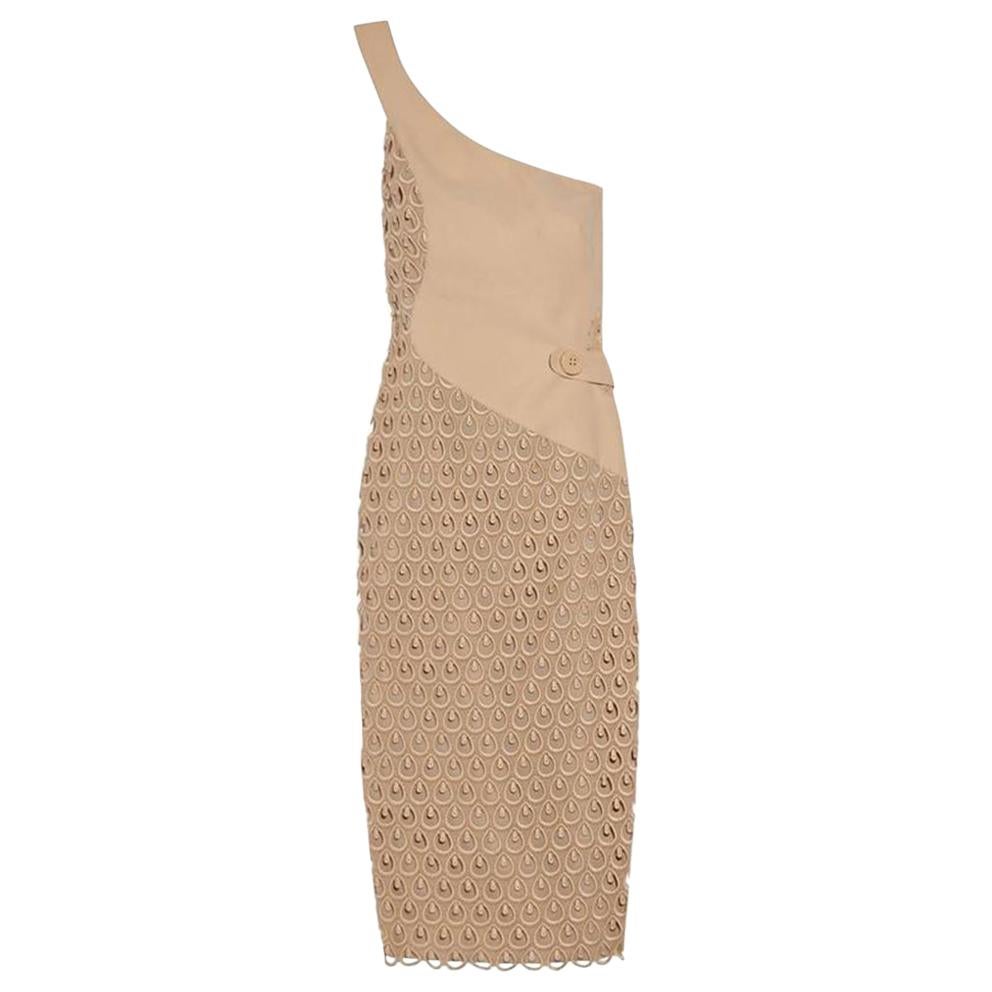 Versace Cotton-Crocheted and Silk Cady One-Shoulder Dress