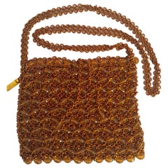 Bottega Veneta Copper Chain and Woven Bead Cross Body Shoulder Bag