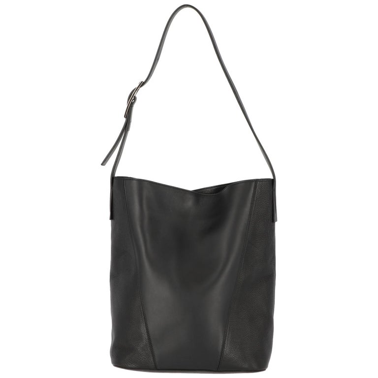 2000s Vince Black Leather Bucket Bag For Sale at 1stdibs