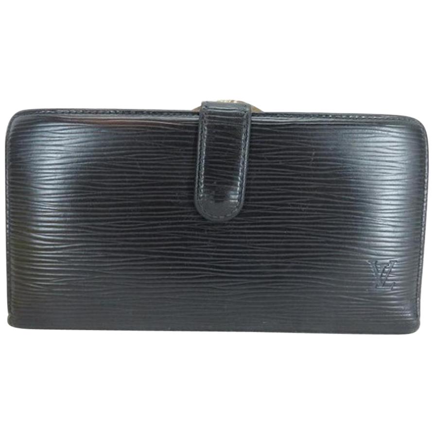 Louis Vuitton Black Noir Epi Leather Long Kisslock 219432 Wallet For Sale
