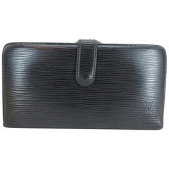 Vintage Louis Vuitton Black Noir Epi Leather Long Kisslock 219432 Wallet