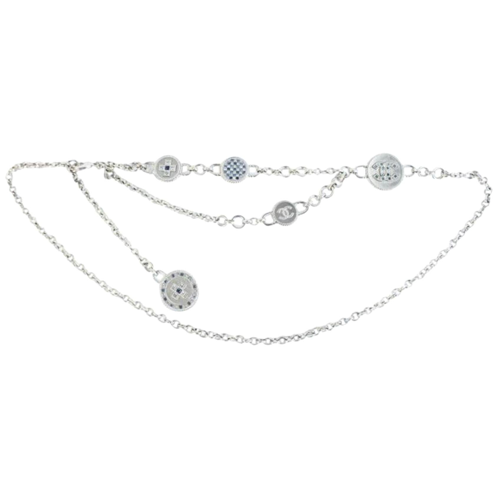 Chanel Enamel Charm Belt Necklace Make-up - silver at 1stDibs