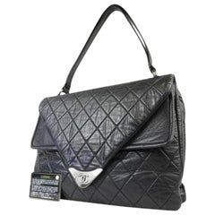 Vintage Chanel with Classic Flap Maxi Top Handle Quilted 217803  Leather Shoulder Bag