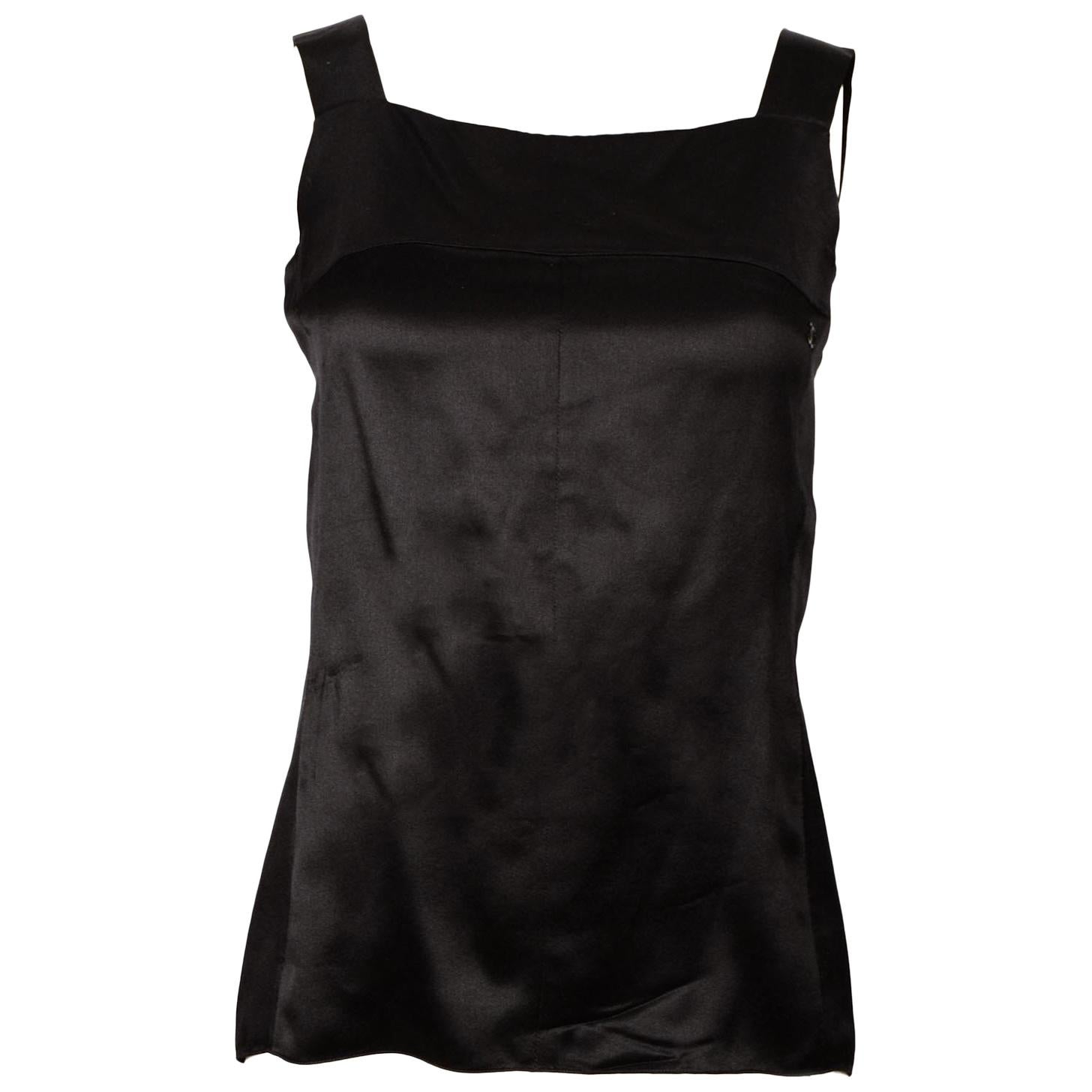 Chanel Black Silk Sleeveless Top Sz 38