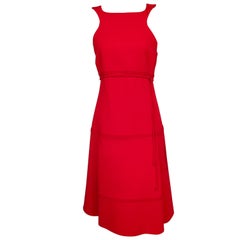 Chado Ralph Rucci Red Light Weight Wool Dress
