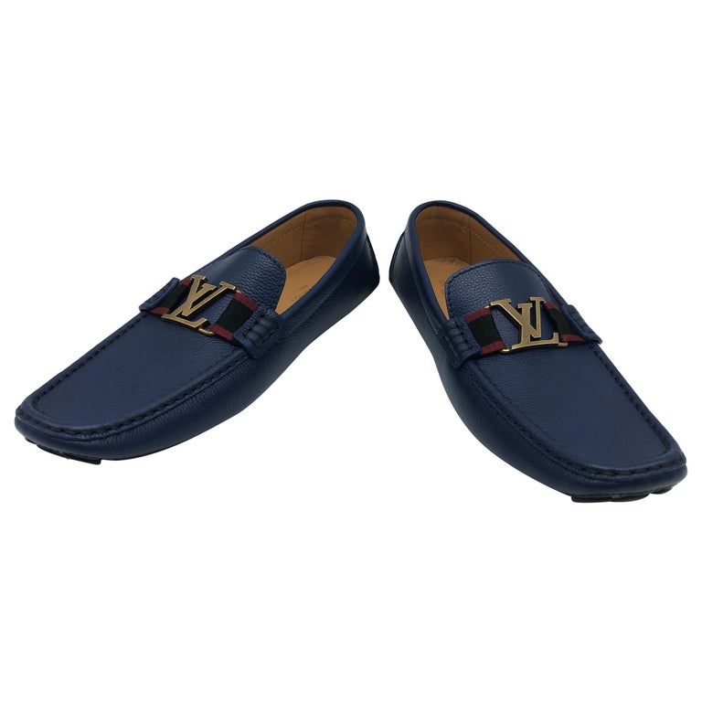 Leather flats Louis Vuitton Navy size 38.5 EU in Leather - 32201558