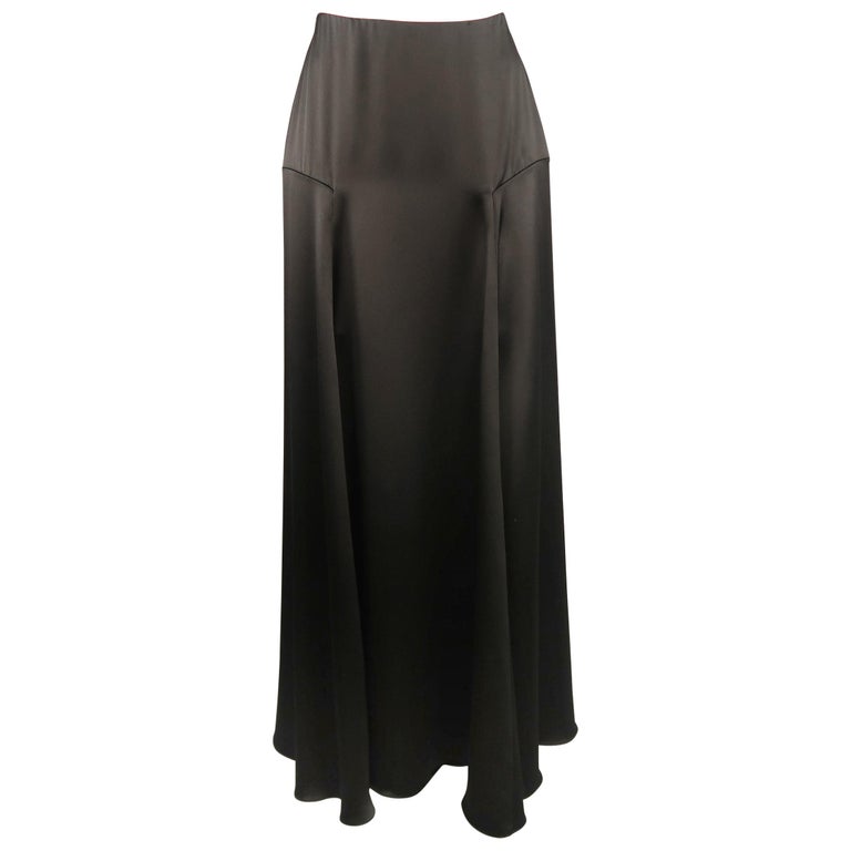 RALPH LAUREN COLLECTION Size 2 Black Silk A Line Maxi Skirt For Sale at ...