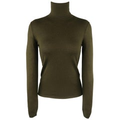 RALPH LAUREN Size S Olive Green Cashmere Knit Turtleneck Sweater