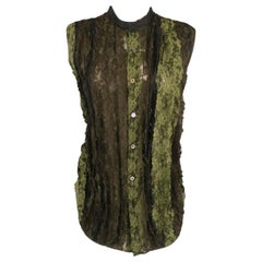 JUNYA WATANABE Size L Olive Green Black & Brown Lace 2004 Fall Blouse