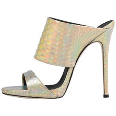 Giuseppe Zanotti NEW Iridescent Slides Mules Evening High Heels Sandals in Box