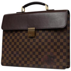 Vintage Louis Vuitton Altona Damier Ebene Pm 217413 Brown Leather Satchel